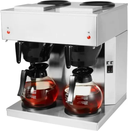 Commercial Maker 24-Cup Drip Coffee Machine, Automatic Pour Over Coffee Brewer with 4 Warmer Pads and 2 Glass