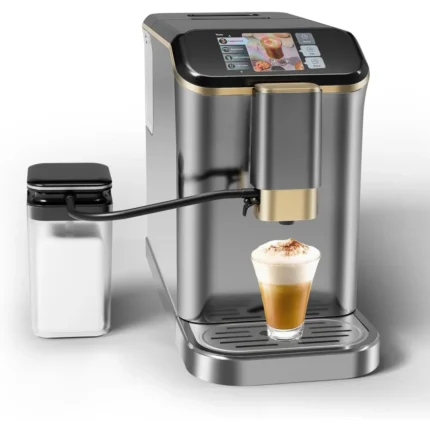 Fully Automatic Espresso Machine With Milk Frother, 4-Beverage Cappuccino Coffee Machine With Built-In Grinder and Intuitive Tou